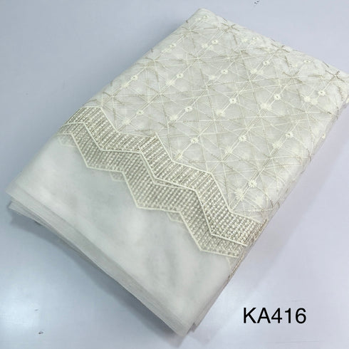 Dyeable Embroidered Sequins Net Fabric-KA416